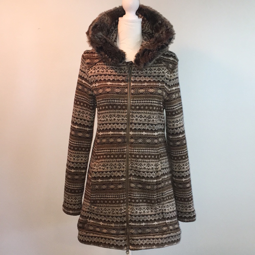 Athleta Fair Isle Full Zip Hooded Sweater